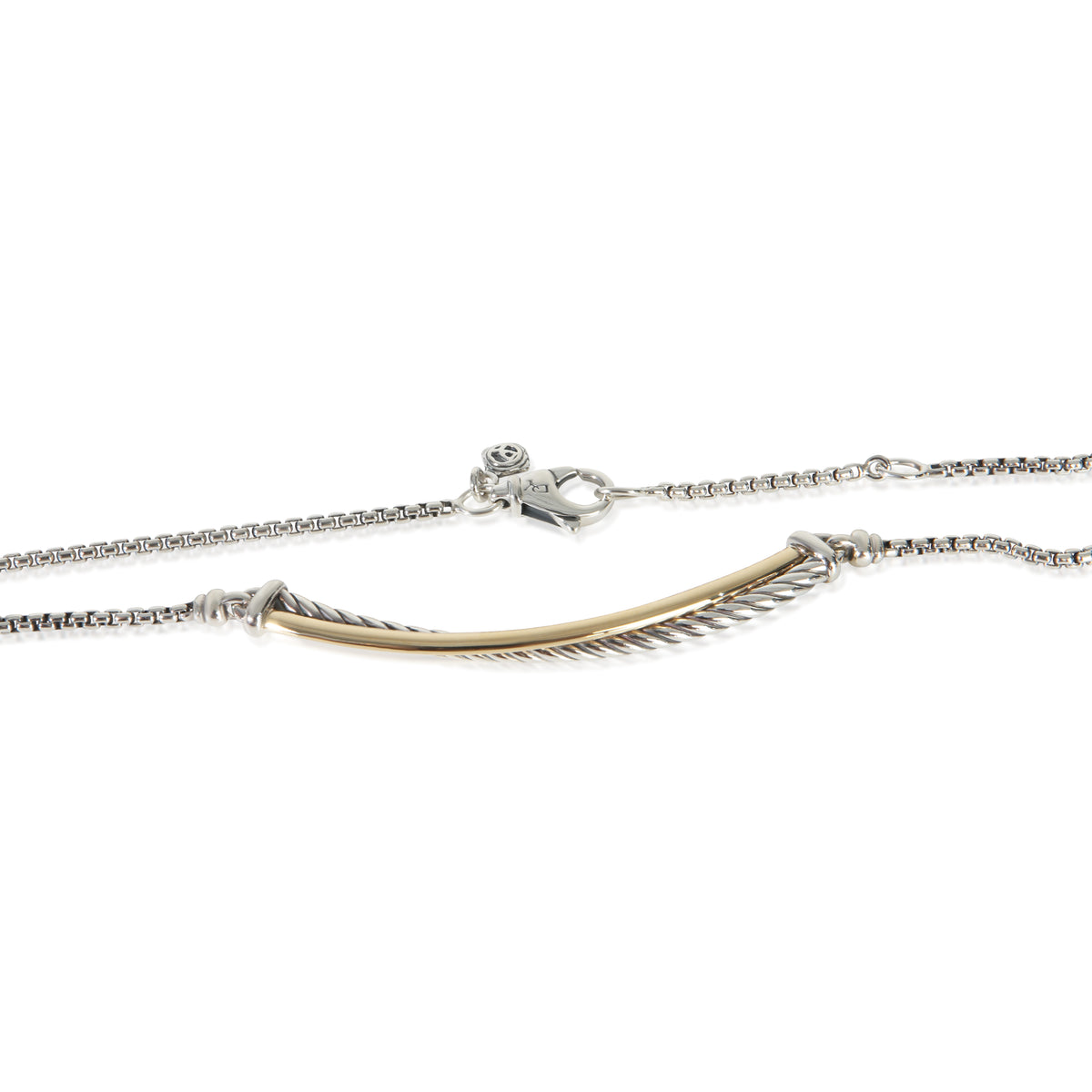 David Yurman Yellow Gold & Sterling Silver  Crossover Bar Necklace 2