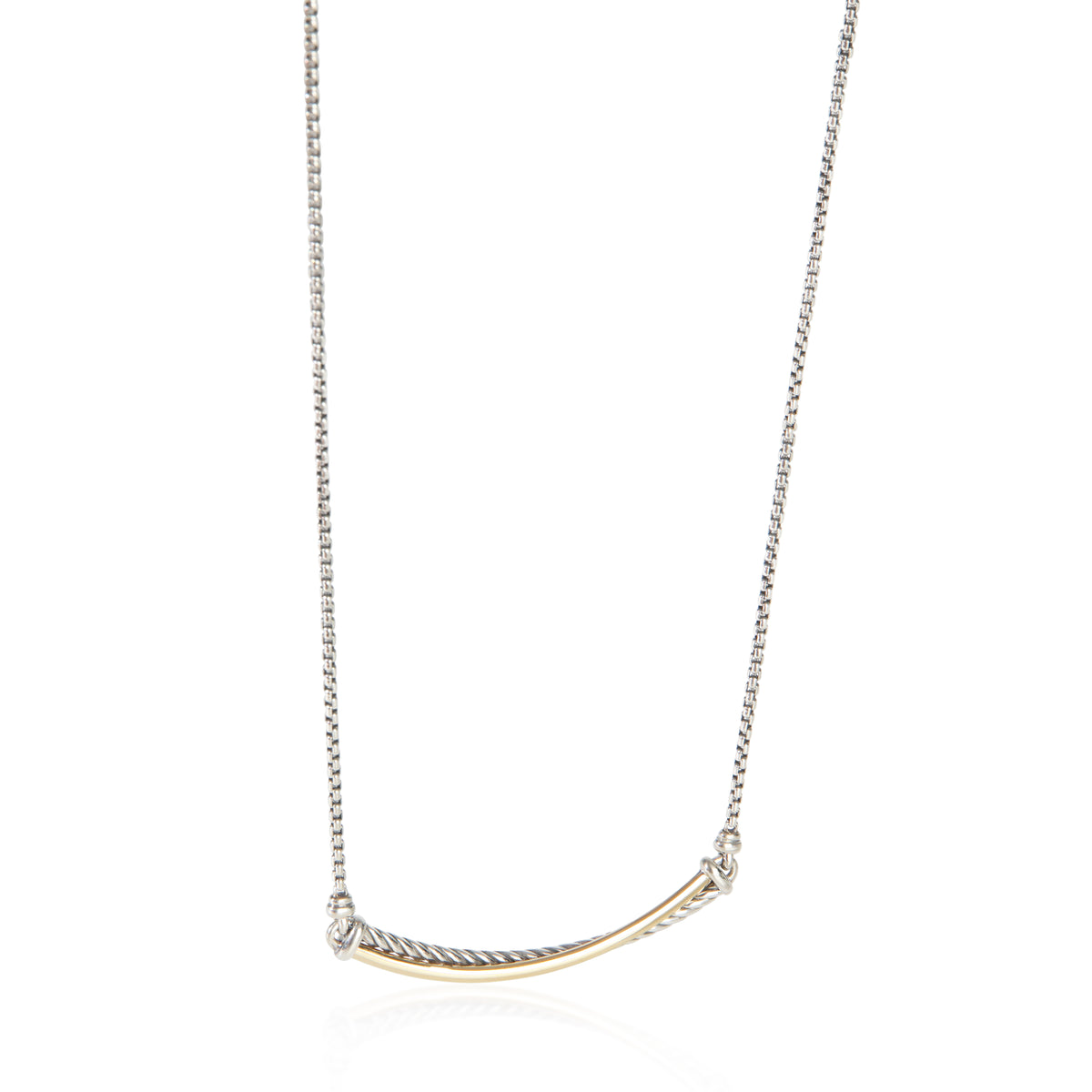 David Yurman Yellow Gold & Sterling Silver  Crossover Bar Necklace fv