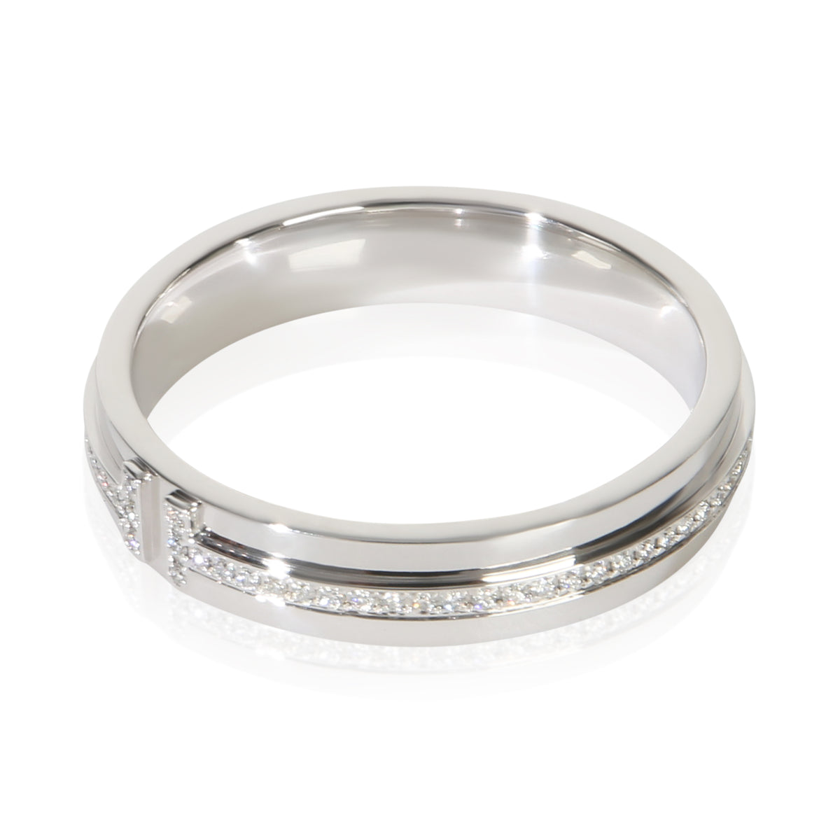 Tiffany & Co. White Gold Diamond Tiffany T Narrow Ring 2