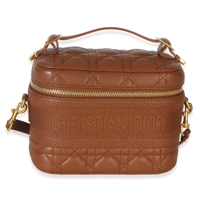 Christian Dior Brown Lambskin Cannage Small DiorTravel Vanity Handbag fv