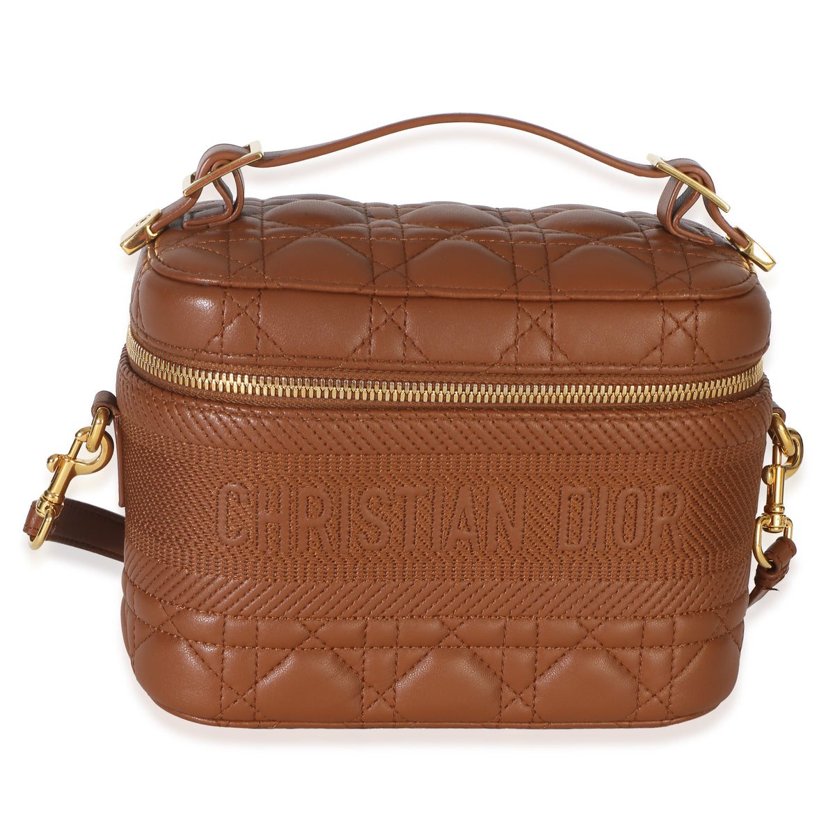 Christian Dior Brown Lambskin Cannage Small DiorTravel Vanity Handbag fv