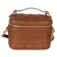 Christian Dior Brown Lambskin Cannage Small DiorTravel Vanity Handbag fv