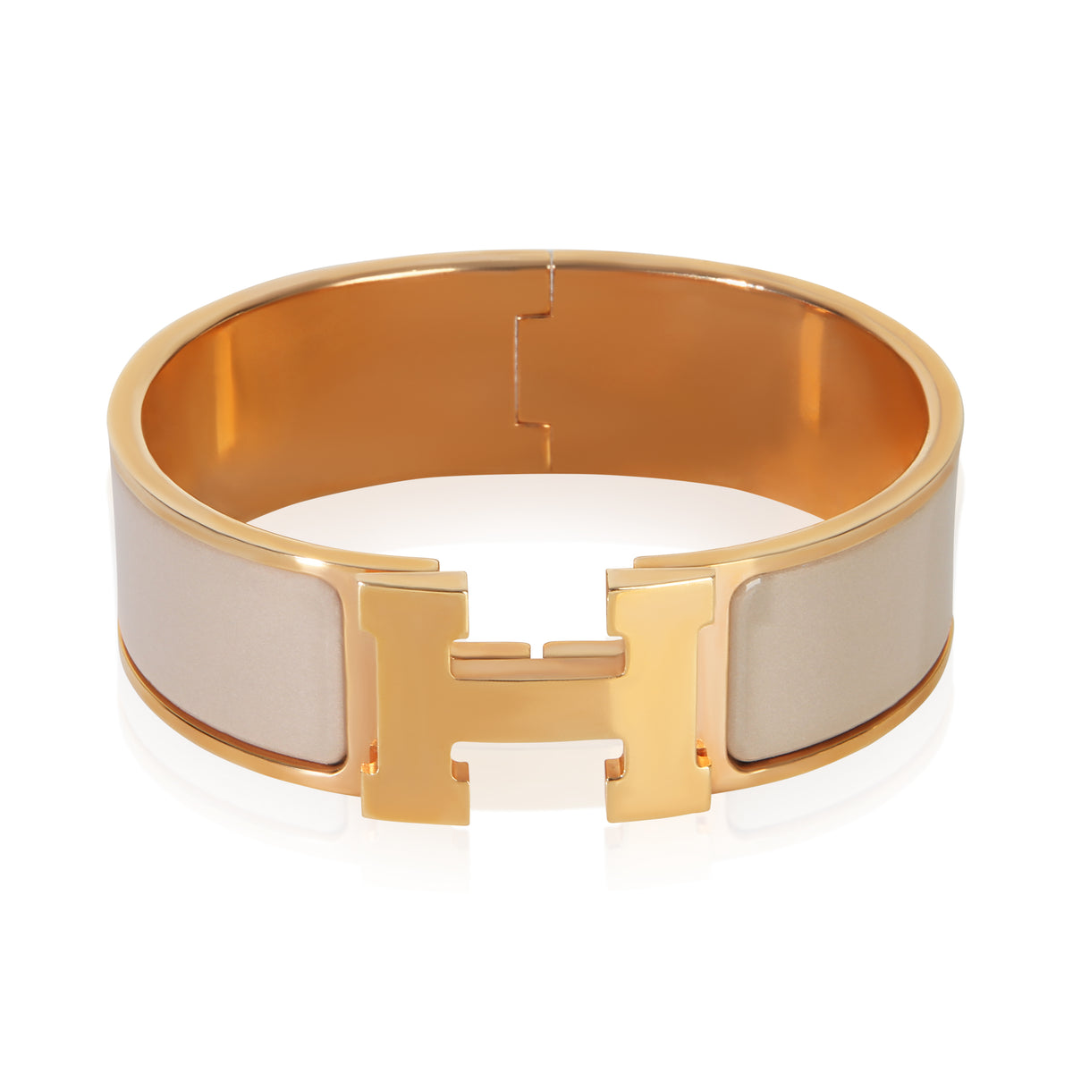 Hermès Gold Plated  Clic Clac In Marron Glace Bracelet fv
