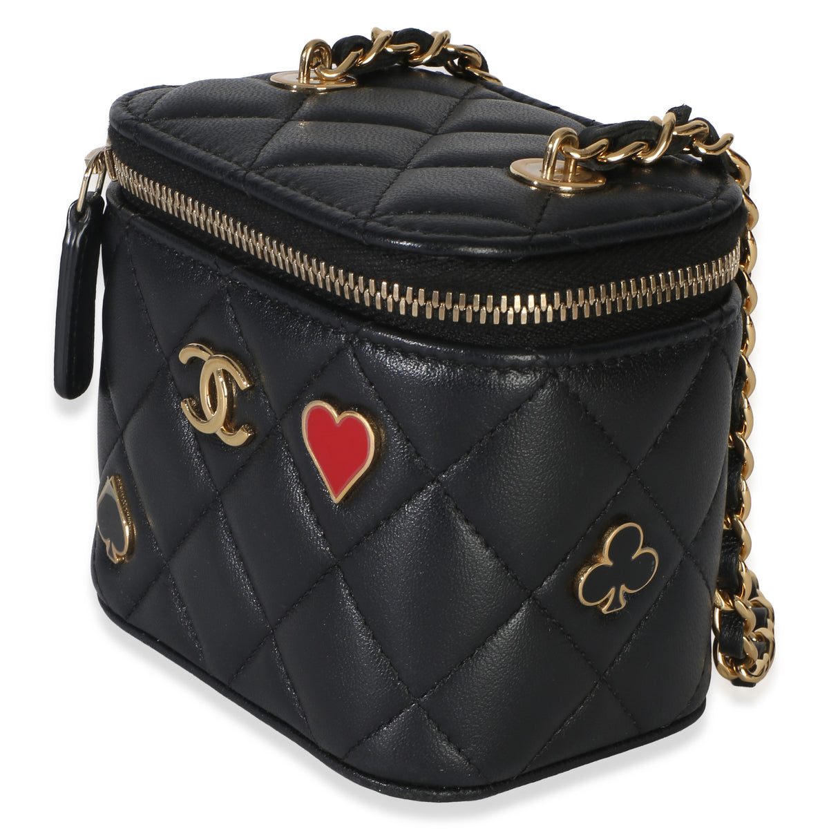 Chanel Black Quilted Lambskin Mini Coco Casino Vanity Case With Chain Handbag 2
