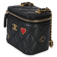 Chanel Black Quilted Lambskin Mini Coco Casino Vanity Case With Chain Handbag 2