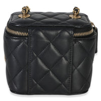Chanel Black Quilted Lambskin Mini Coco Casino Vanity Case With Chain Handbag 4