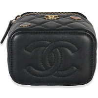 Chanel Black Quilted Lambskin Mini Coco Casino Vanity Case With Chain Handbag 5