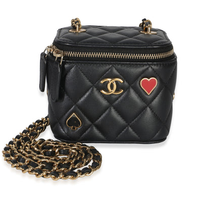 Chanel Black Quilted Lambskin Mini Coco Casino Vanity Case With Chain Handbag id