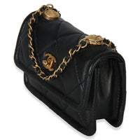 Chanel Black Quilted Shiny Lambskin Extra Mini Flap Bag Handbag 2