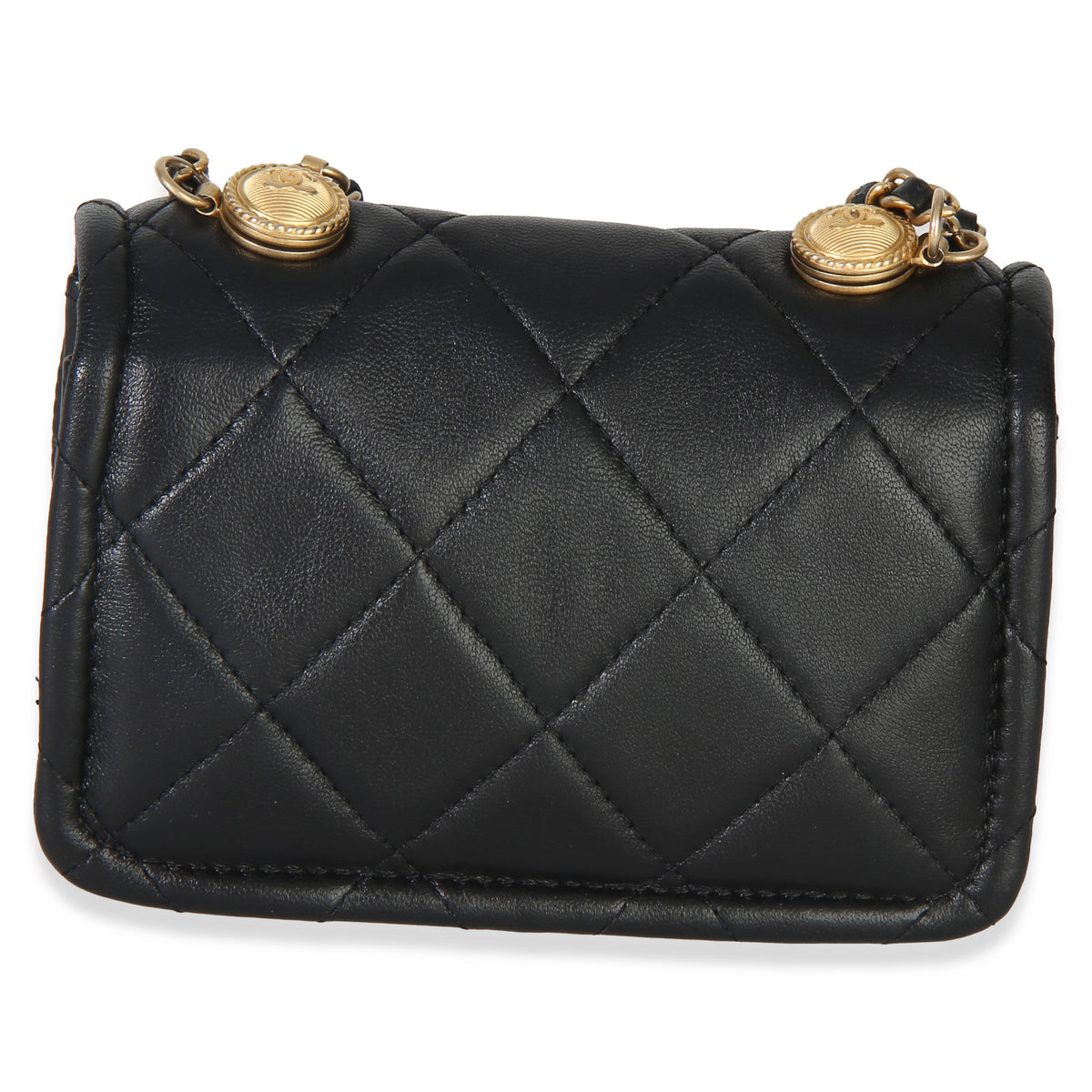 Chanel Black Quilted Shiny Lambskin Extra Mini Flap Bag Handbag 4