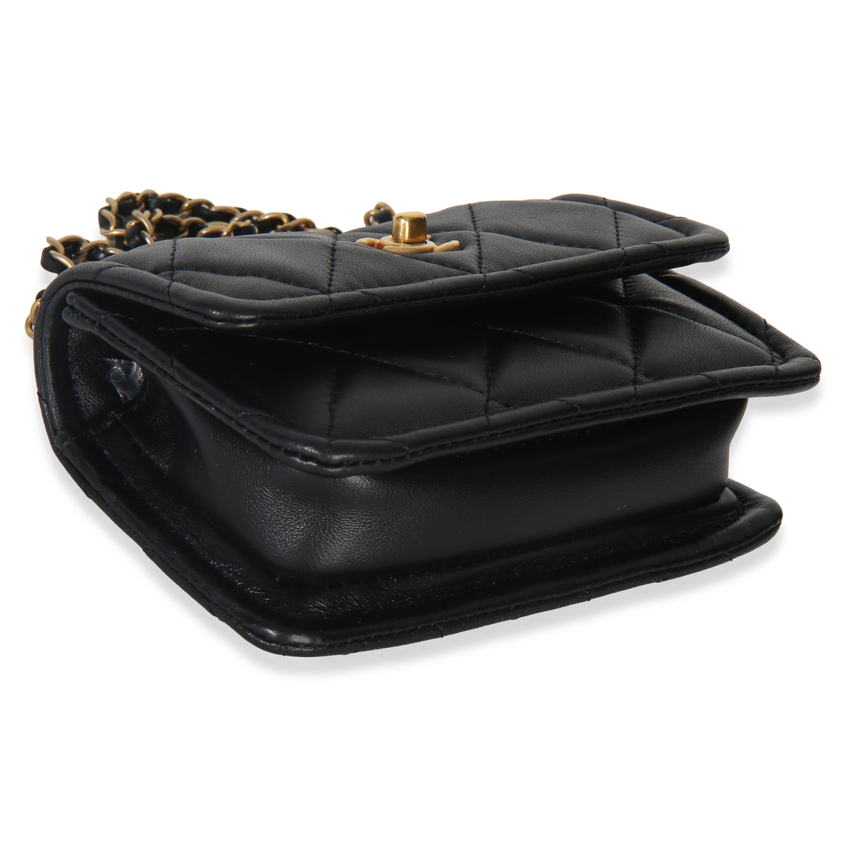 Chanel Black Quilted Shiny Lambskin Extra Mini Flap Bag Handbag 7