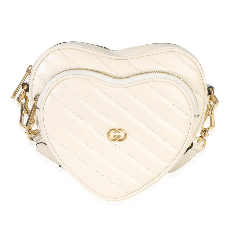 Gucci Mystic White Matelasse Calfskin Diagonal Mini Interlocking G Heart Handbag id