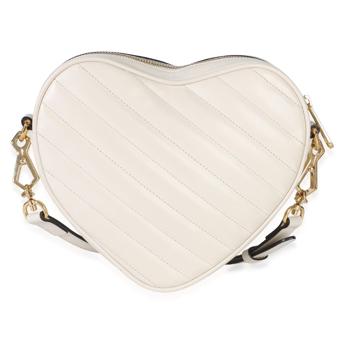 Gucci Mystic White Matelasse Calfskin Diagonal Mini Interlocking G Heart Handbag 4
