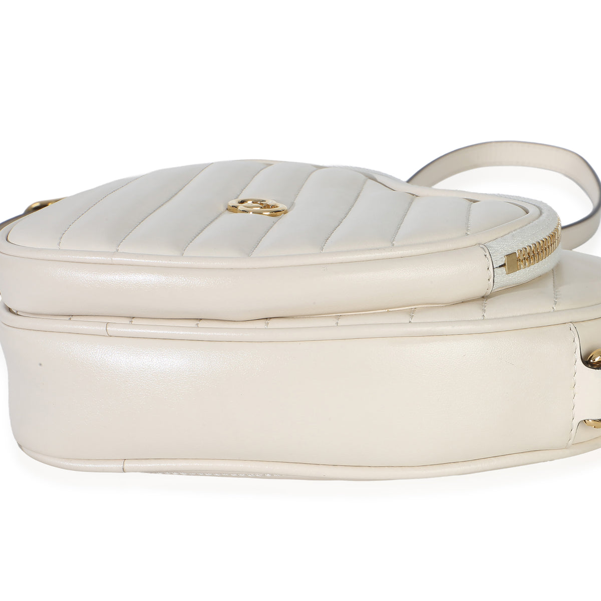 Gucci Mystic White Matelasse Calfskin Diagonal Mini Interlocking G Heart Handbag 6