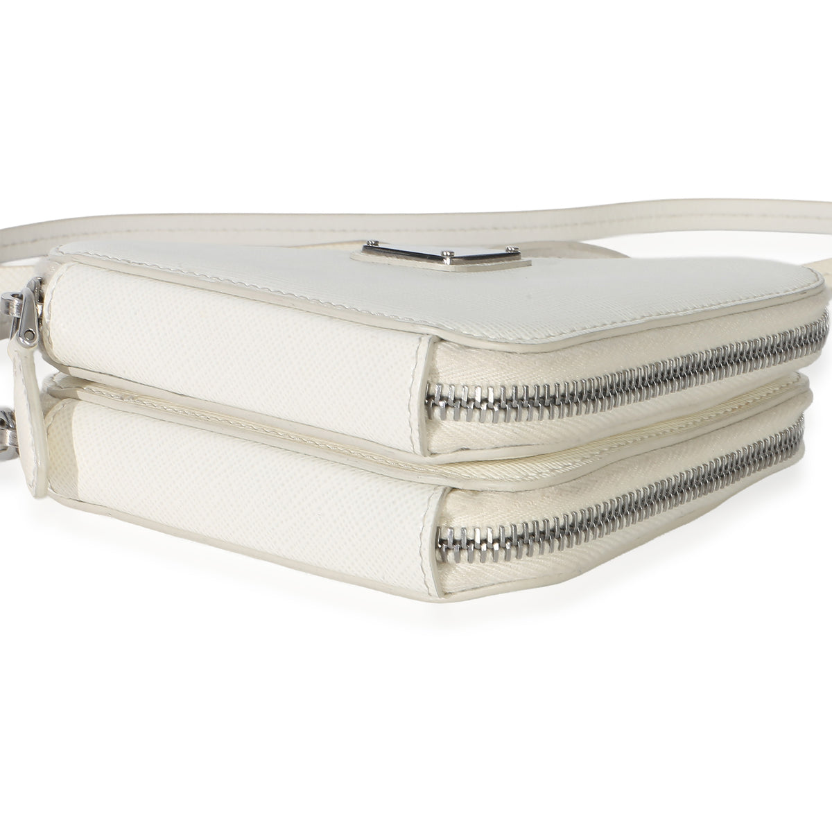 Prada White Saffiano Mini Triangle Crossbody Pouch Handbag 5