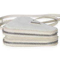 Prada White Saffiano Mini Triangle Crossbody Pouch Handbag 6