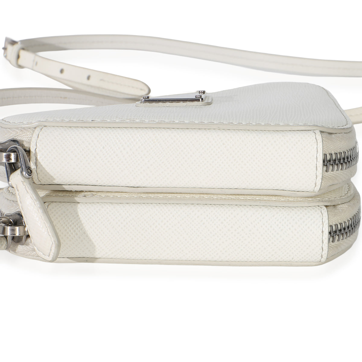 Prada White Saffiano Mini Triangle Crossbody Pouch Handbag 7