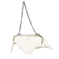 Prada White Saffiano Mini Triangle Crossbody Pouch Handbag id