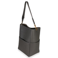 Celine Grey Soft Grained Calfskin Medium Sangle Bucket Bag Handbag 2