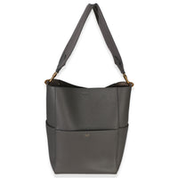 Celine Grey Soft Grained Calfskin Medium Sangle Bucket Bag Handbag 4