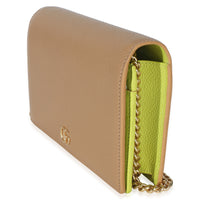 Gucci Light Pink Green Dollar Calfskin GG Marmont Wallet On Chain Handbag 2