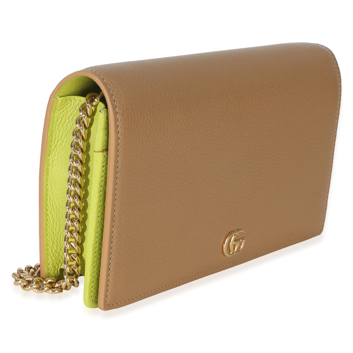 Gucci Light Pink Green Dollar Calfskin GG Marmont Wallet On Chain Handbag 3
