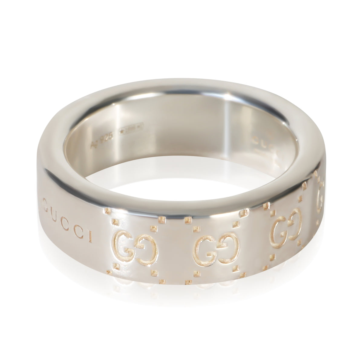 Gucci Sterling Silver  6mm Signature Ring 2