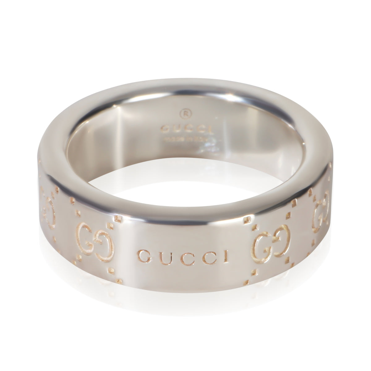 Gucci Sterling Silver  6mm Signature Ring fv