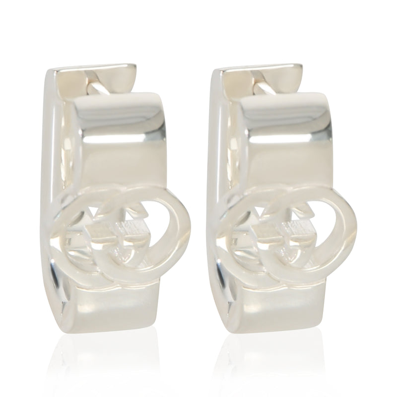 Gucci Sterling Silver  Interlocking G Hoop Earrings fv