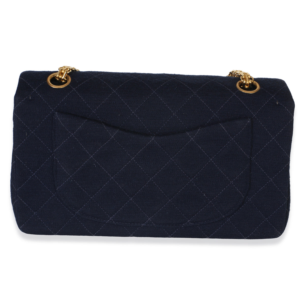 Chanel Vintage Dark Blue Quilted Jersey Small Bijoux Chain Double Flap Bag Handbag 4