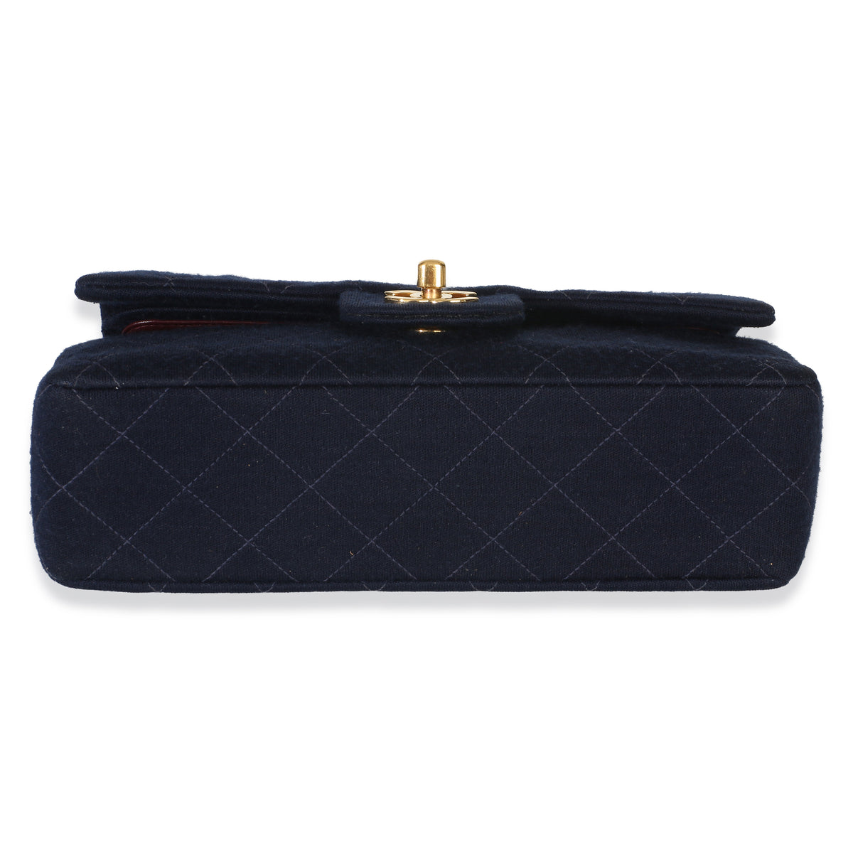 Chanel Vintage Dark Blue Quilted Jersey Small Bijoux Chain Double Flap Bag Handbag 5