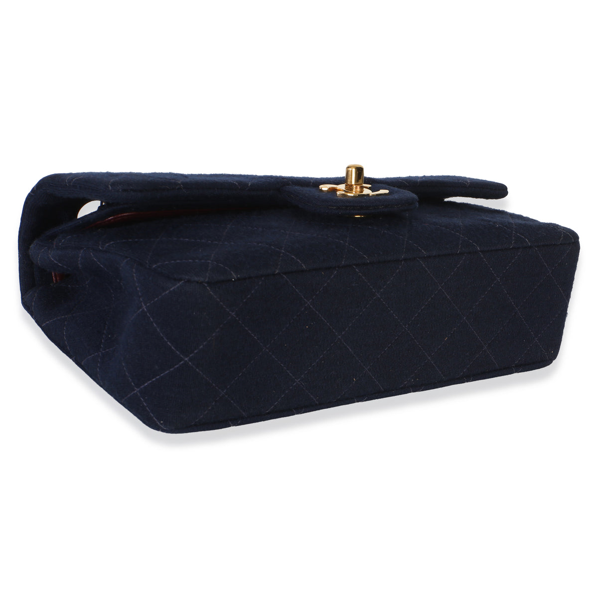 Chanel Vintage Dark Blue Quilted Jersey Small Bijoux Chain Double Flap Bag Handbag 7