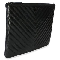 Chanel Black Crinkled Patent Calfskin Chevron Medium O Case Handbag 3