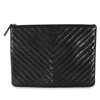 Chanel Black Crinkled Patent Calfskin Chevron Medium O Case Handbag fv
