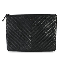Chanel Black Crinkled Patent Calfskin Chevron Medium O Case Handbag id