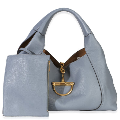Gucci Blue Grained Calfskin Softbit Maxi Shoulder Bag Handbag id