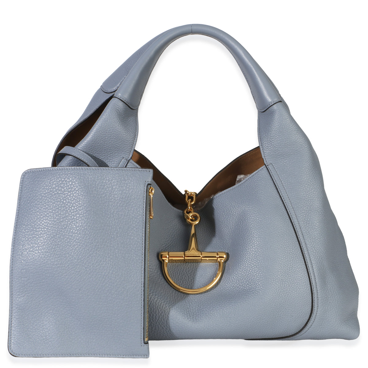 Gucci Blue Grained Calfskin Softbit Maxi Shoulder Bag Handbag id