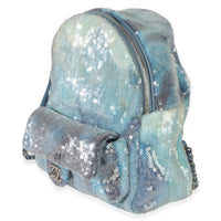 Chanel Blue Multicolor Sequin Waterfall Mini Backpack Handbag 2