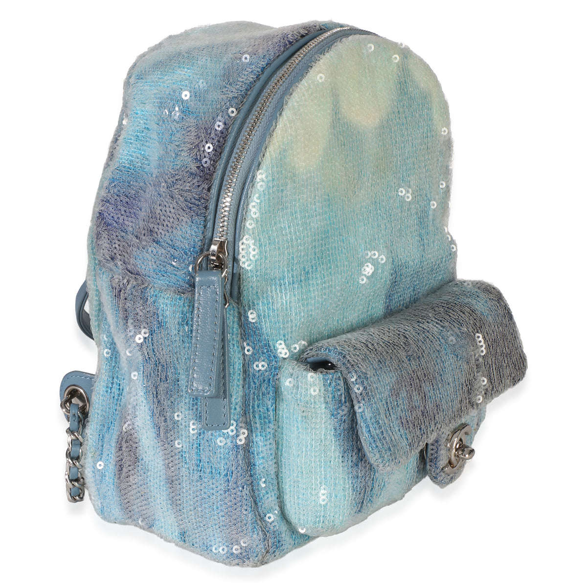 Chanel Blue Multicolor Sequin Waterfall Mini Backpack Handbag 3