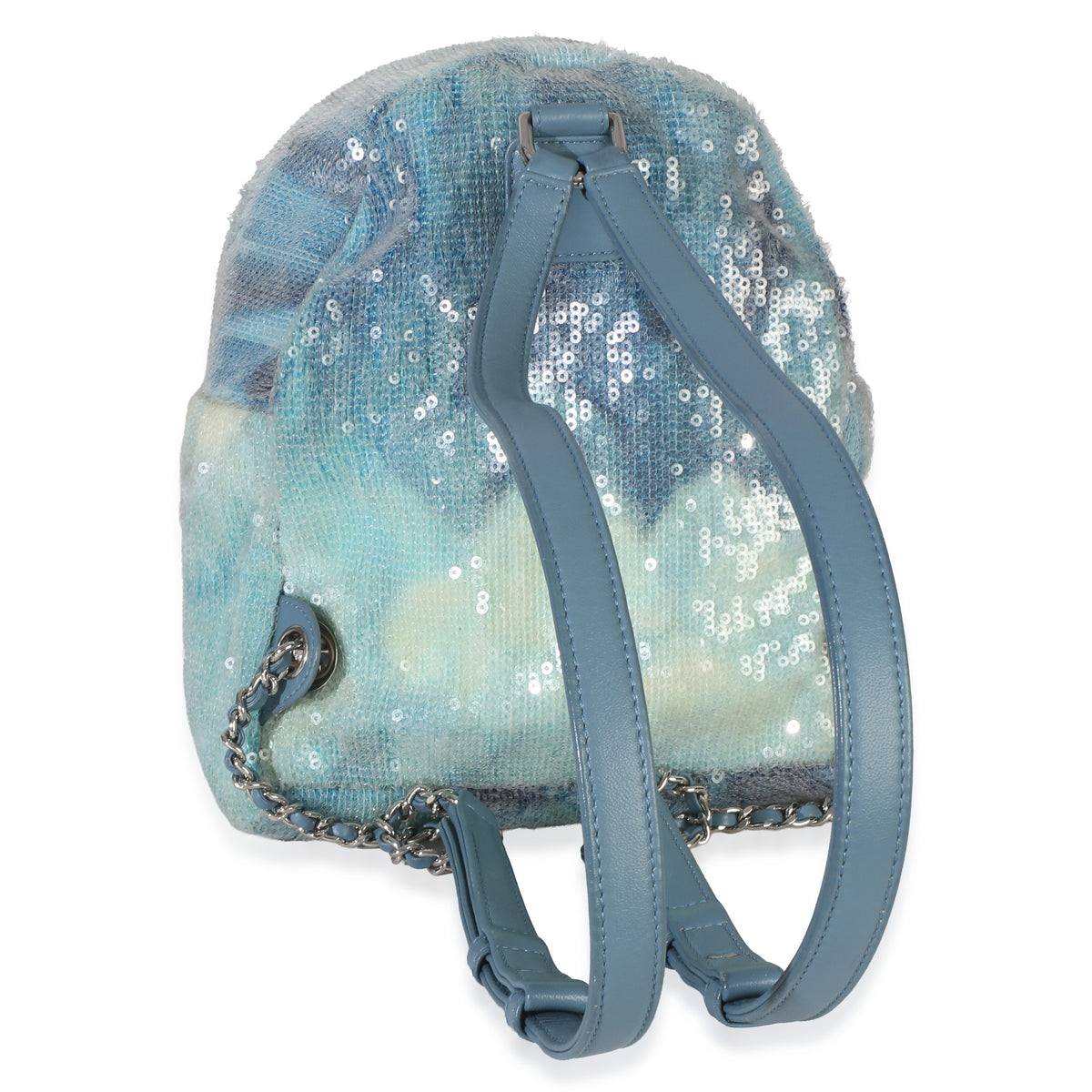 Chanel Blue Multicolor Sequin Waterfall Mini Backpack Handbag 4