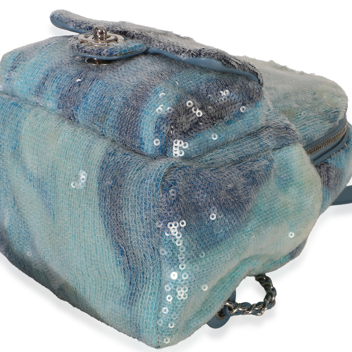 Chanel Blue Multicolor Sequin Waterfall Mini Backpack Handbag 7
