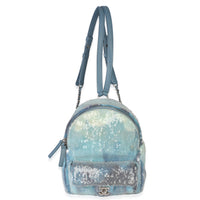 Chanel Blue Multicolor Sequin Waterfall Mini Backpack Handbag fv