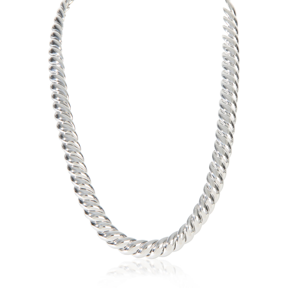 David Yurman Sterling Silver  Sculpted Cable Necklace fv
