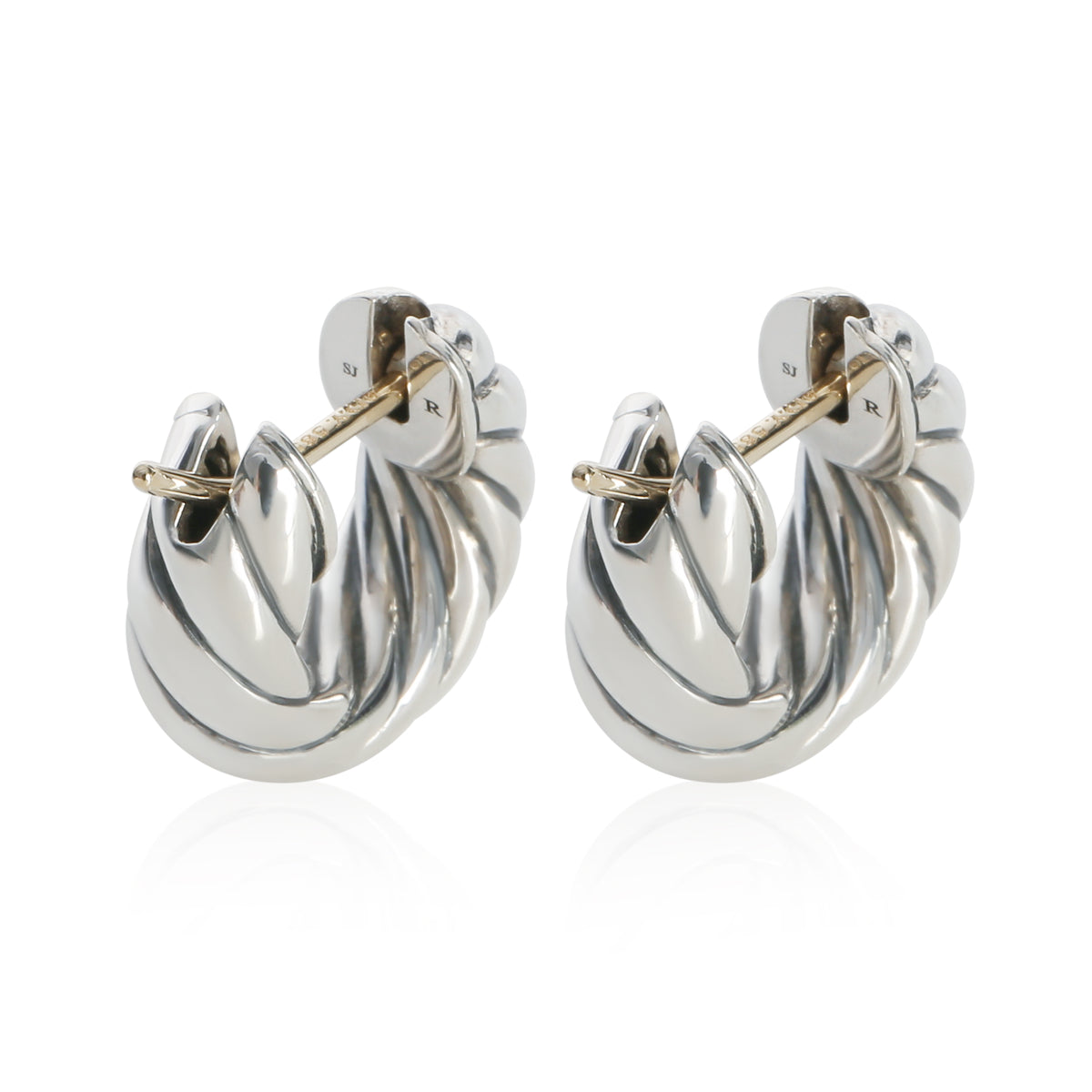 David Yurman Sterling Silver  Sculpted Cable Earrings 2