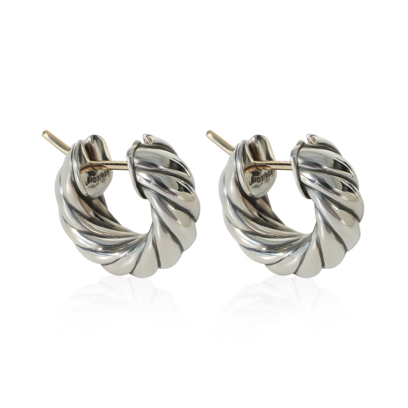 David Yurman Sterling Silver  Sculpted Cable Earrings fv