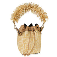 Fendi Natural Raffia FF Jacquard Mon Tresor Mini Bucket Bag Handbag id