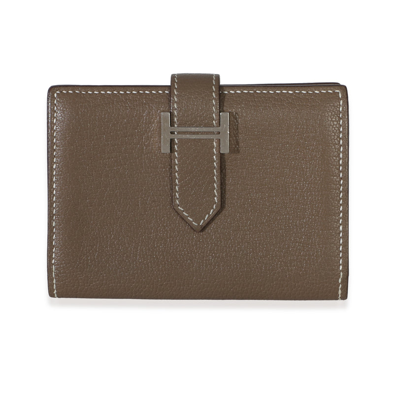 Hermès Etoupe Chevre Mysore Bearn Card Holder Wallet PHW Wallet id