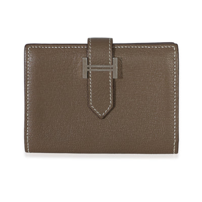 Hermès Etoupe Chevre Mysore Bearn Card Holder Wallet PHW Wallet id