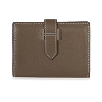 Hermès Etoupe Chevre Mysore Bearn Card Holder Wallet PHW Wallet id