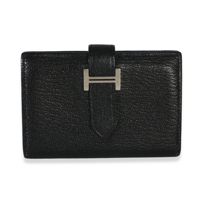 Hermès Black Chevre Mysore Mini Bearn Wallet PHW Wallet id